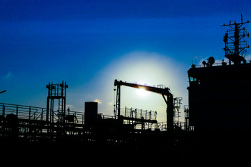 Hirtshals, Denmark A tanker arrives in the port in the early morning.