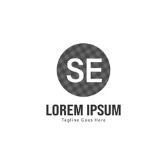 Initial SE logo template with modern frame. Minimalist SE letter logo vector illustration