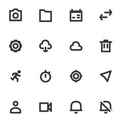 Web Icons. Set Media Icons or Signs Editable Stroke. Outline Symbol Simple Perfect Vector 16x16 Pixel.