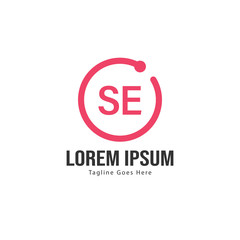 Initial SE logo template with modern frame. Minimalist SE letter logo vector illustration
