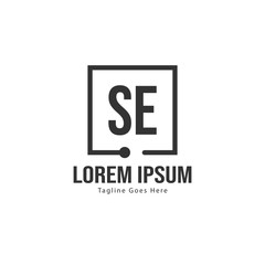 Initial SE logo template with modern frame. Minimalist SE letter logo vector illustration