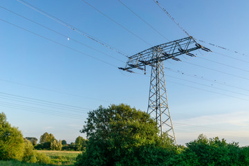 power transmission line - high voltage power pylon