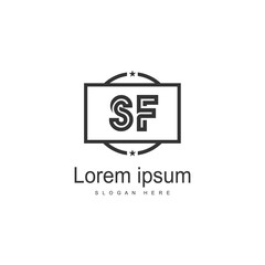 Initial SF logo template with modern frame. Minimalist SF letter logo vector illustration