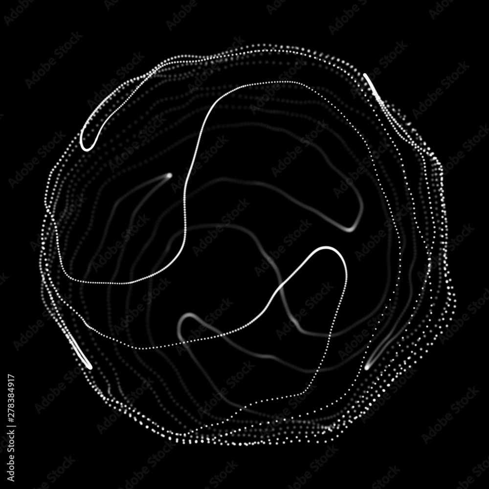 Poster abstract black 3d sphere. sphere with twist lines. glowing lines twisting logo design. outer space o