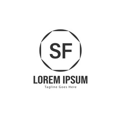 Initial SF logo template with modern frame. Minimalist SF letter logo vector illustration