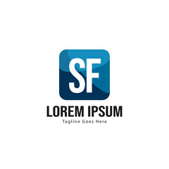Initial SF logo template with modern frame. Minimalist SF letter logo vector illustration