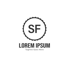 Initial SF logo template with modern frame. Minimalist SF letter logo vector illustration