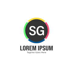 Initial SG logo template with modern frame. Minimalist SG letter logo vector illustration