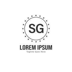 Initial SG logo template with modern frame. Minimalist SG letter logo vector illustration