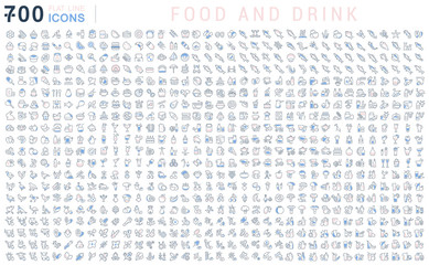 Set Vector Line Icons of Food and Drink