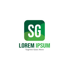 Initial SG logo template with modern frame. Minimalist SG letter logo vector illustration
