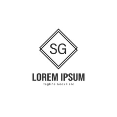 Initial SG logo template with modern frame. Minimalist SG letter logo vector illustration