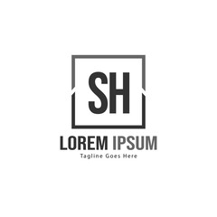 Initial SH logo template with modern frame. Minimalist SH letter logo vector illustration