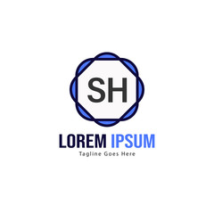 Initial SH logo template with modern frame. Minimalist SH letter logo vector illustration