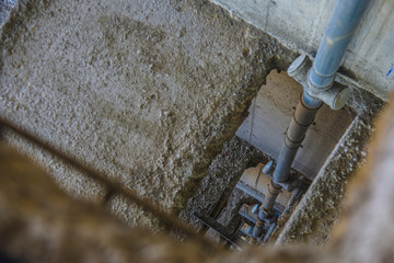 sewer pipe installed in the house