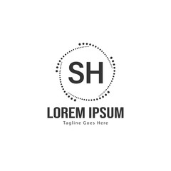 Initial SH logo template with modern frame. Minimalist SH letter logo vector illustration
