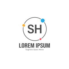 Initial SH logo template with modern frame. Minimalist SH letter logo vector illustration