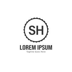 Initial SH logo template with modern frame. Minimalist SH letter logo vector illustration