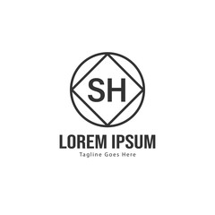 Initial SH logo template with modern frame. Minimalist SH letter logo vector illustration