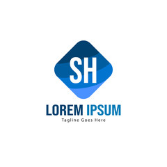 Initial SH logo template with modern frame. Minimalist SH letter logo vector illustration