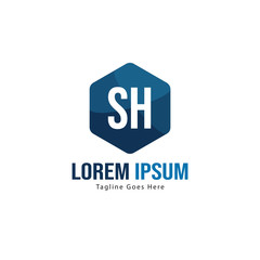 Initial SH logo template with modern frame. Minimalist SH letter logo vector illustration