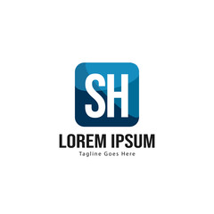 Initial SH logo template with modern frame. Minimalist SH letter logo vector illustration