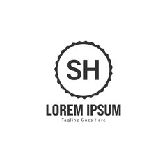 Initial SH logo template with modern frame. Minimalist SH letter logo vector illustration