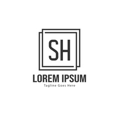Initial SH logo template with modern frame. Minimalist SH letter logo vector illustration