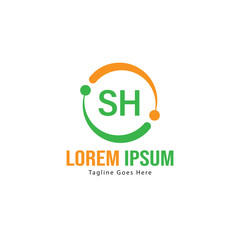 Initial SH logo template with modern frame. Minimalist SH letter logo vector illustration