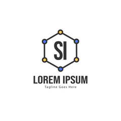 Initial SI logo template with modern frame. Minimalist SI letter logo vector illustration