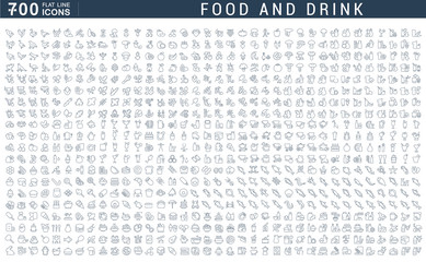 Set Vector Line Icons of Food and Drink