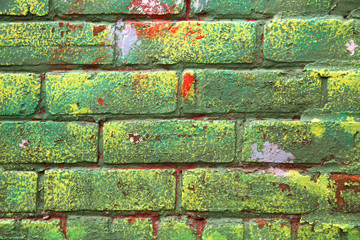 Green mint  peint brick wall