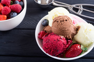 Mix of ice cream ball