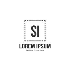 Initial SI logo template with modern frame. Minimalist SI letter logo vector illustration