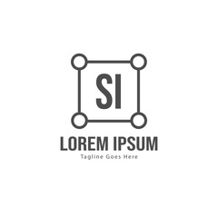 Initial SI logo template with modern frame. Minimalist SI letter logo vector illustration