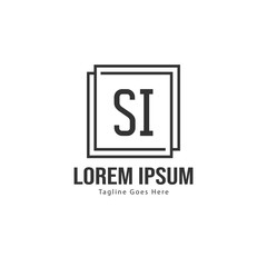 Initial SI logo template with modern frame. Minimalist SI letter logo vector illustration