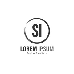 Initial SI logo template with modern frame. Minimalist SI letter logo vector illustration