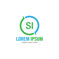 Initial SI logo template with modern frame. Minimalist SI letter logo vector illustration