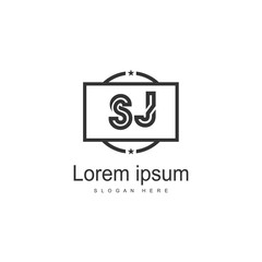 Initial SJ logo template with modern frame. Minimalist SJ letter logo vector illustration
