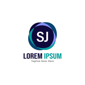 Initial SJ logo template with modern frame. Minimalist SJ letter logo vector illustration