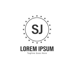 Initial SJ logo template with modern frame. Minimalist SJ letter logo vector illustration