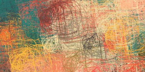 Crazy sketch random pattern. Creative chaos and variety. Modern art drawing painting. 2d illustration. Digital texture wallpaper. Artistic sketch draw backdrop material. 