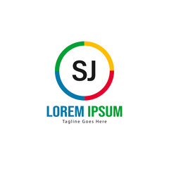 Initial SJ logo template with modern frame. Minimalist SJ letter logo vector illustration