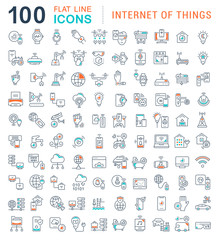 Set Vector Line Icons of Internet of Things
