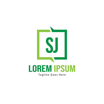 Initial SJ logo template with modern frame. Minimalist SJ letter logo vector illustration