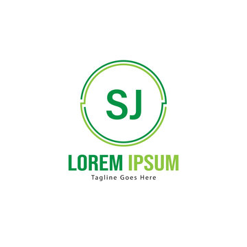 Initial SJ logo template with modern frame. Minimalist SJ letter logo vector illustration