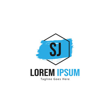 Initial SJ logo template with modern frame. Minimalist SJ letter logo vector illustration