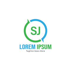 Initial SJ logo template with modern frame. Minimalist SJ letter logo vector illustration