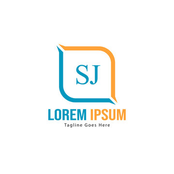 Initial SJ logo template with modern frame. Minimalist SJ letter logo vector illustration