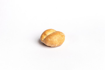 Freshly baked bread rolls isolated on white background.